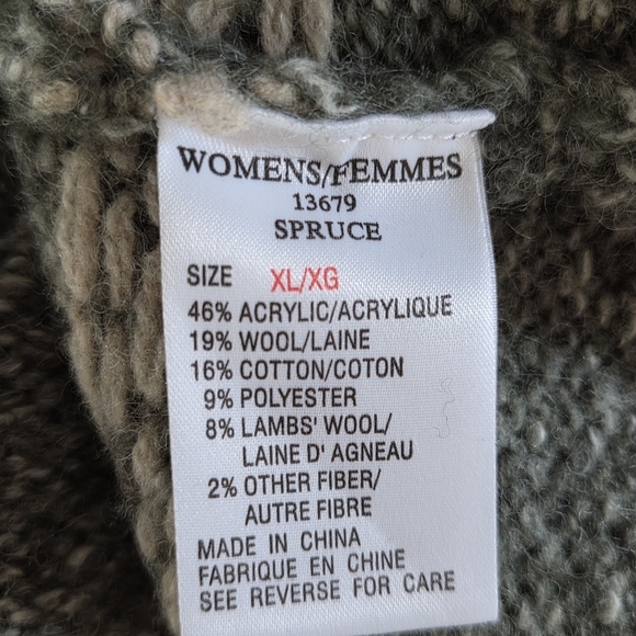 Woolrich Vintage Wool Blend Full Zip Cardigan Spruce Nordic Elbow Sleeve Large - Picture 9 of 11